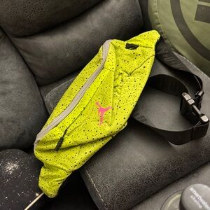 Neon Yellow Waist Bag with Pink Logo